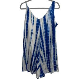 ANNALEE + HOPE Blue White Tie Dye Romper Medium